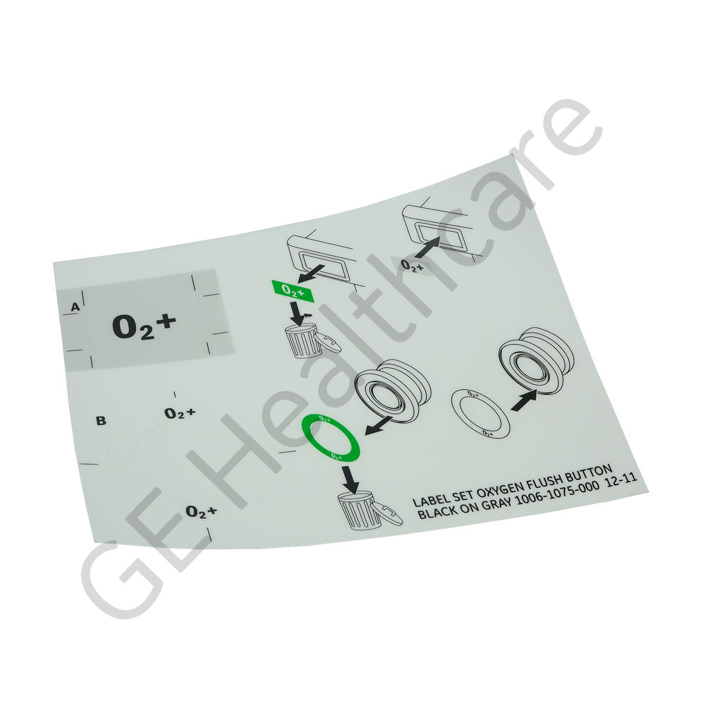 Label Set Oxygen Flush Button Black on Gray Label Set Oxygen Flush Button Black on Gray