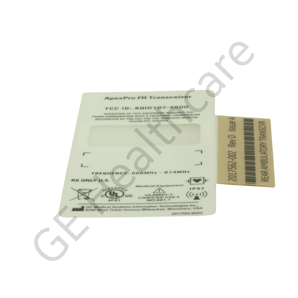 ApexPro FH Transceiver Rear Label ApexPro FH Transceiver Rear Label