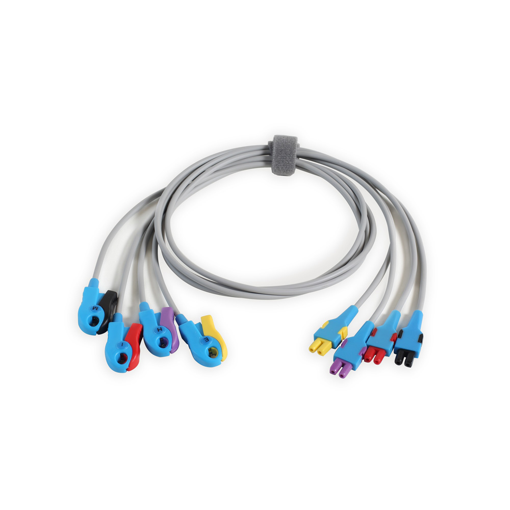 ECG Leadwire Set, 4 Add-On, Grabber, IEC-HEIM, Mix 80cm 125cm (1/box)