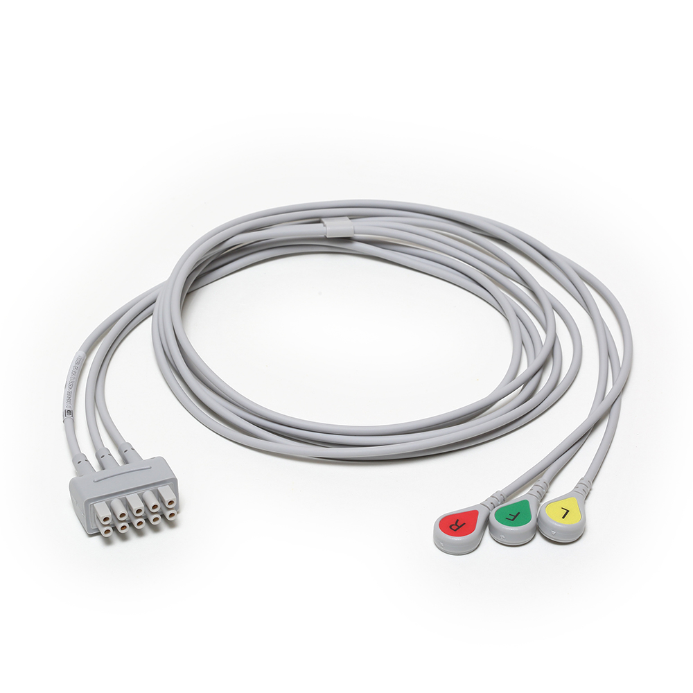ECG 3-lead Leadwire Set, Grouped, Snap, IEC, 1.3m (1/box)