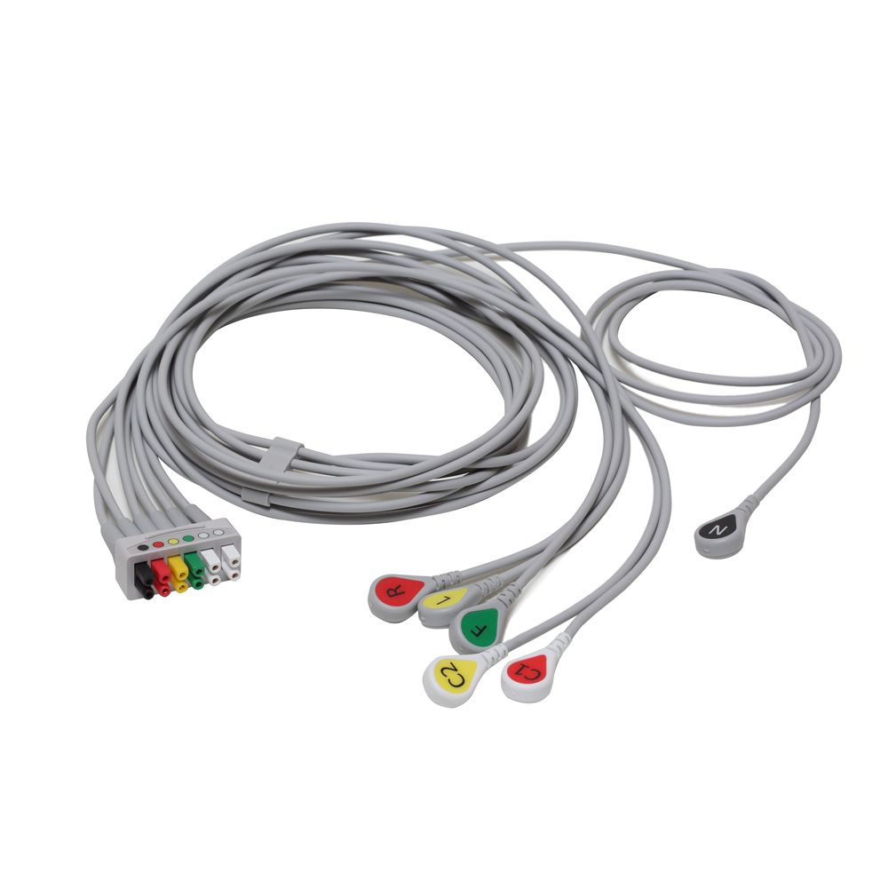 ECG 6-lead Leadwire Set, Grouped, Snap, IEC, 1.3m (1/box)