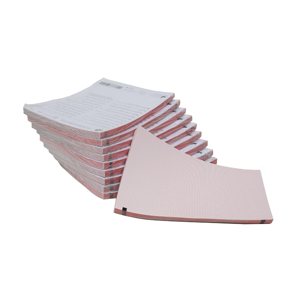 ECG Thermal Paper A5, 205mm wide Red Grid, Z-Fold, Block Queue, 150 sheets/pack (20 packs/box)