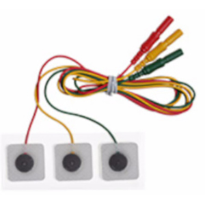 ECG Prewired Electrode 3-lead IEC SQ, radio translucent, square solid gel, 300 electrodes/case ECG Prewired Electrode 3-lead IEC SQ, radio translucent, square solid gel, 300 electrodes/case