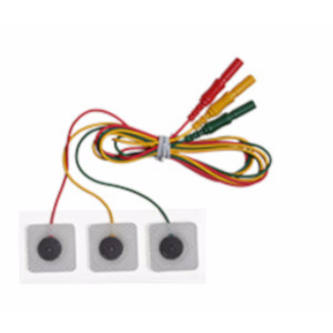 ECG Prewired Electrode 3-lead IEC SQ, radio translucent, square solid gel, 300 electrodes/case
